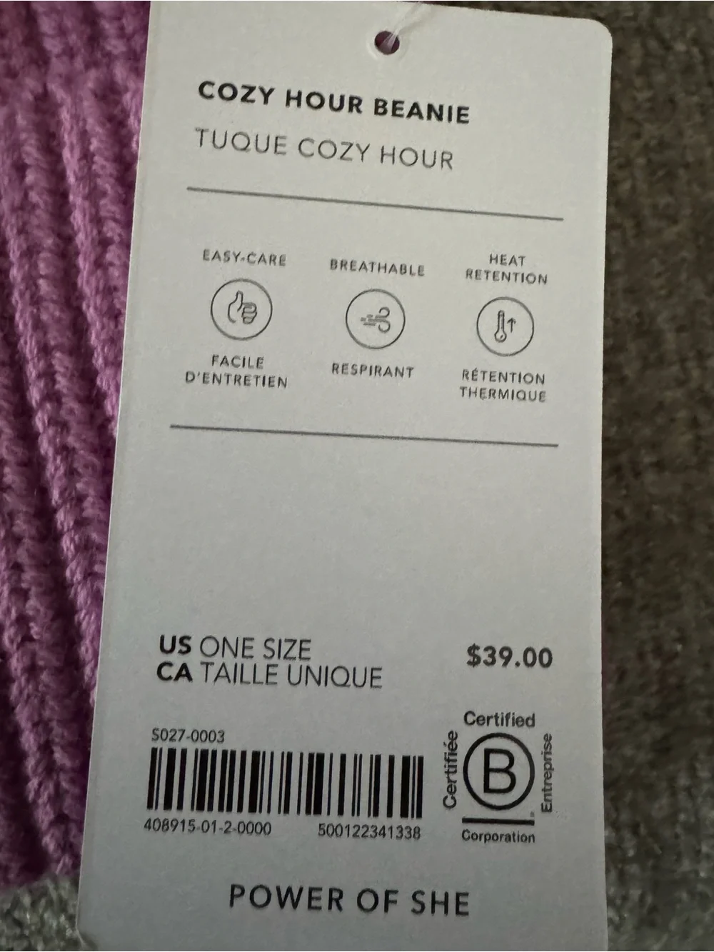 Athleta Cozy Hour Beanie Pink Ribbed Knit Beanie Cotton and Wool